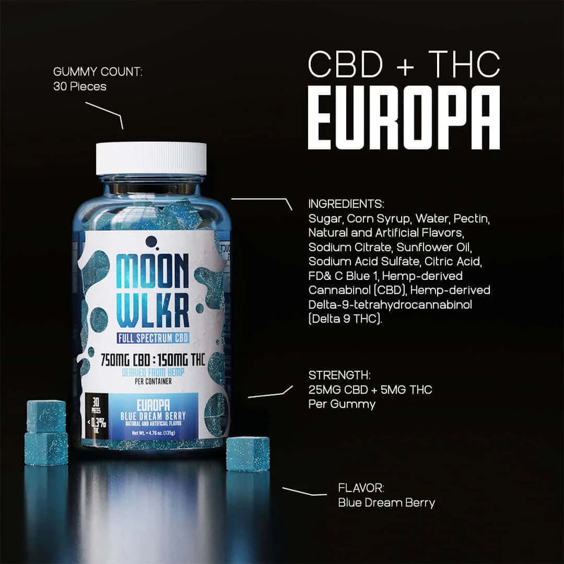 Moonwlkr CBD + Delta 9 THC Gummies - Blue Dream Berry