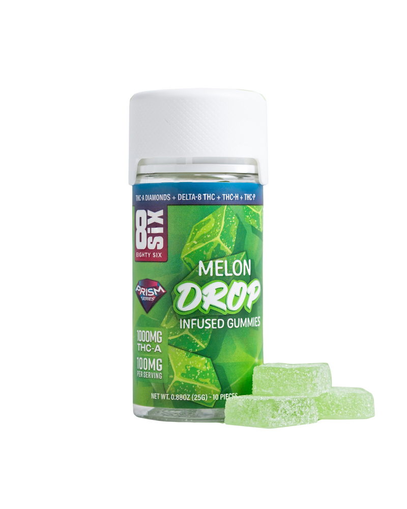 The Eighty Six Brand THC-A Gummies offer a potent mix with 1000mg THC-A and 100mg D-9 THC per container. These hemp-derived treats, in a trio of green delights, promise an elevated experience.