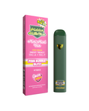 A green Hidden Hills Mini Mart Sweet Treatz Disposable vape pen is displayed beside its pink box, labeled "Hidden Hills," highlighting the 1g hybrid THC-A + THC-P content.