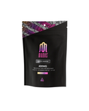 A black resealable bag labeled "Modus Delta 9 CBD 1:1 Gummies | 20ct" from Modus, featuring an abstract colorful top design and indica strain info, contains 400mg total Delta 9 THC in 20 pieces.