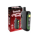 Image of a Torch Pulse THCA Live Resin Disposable vape pen and its packaging featuring a black and green design. The packaging displays labels like "Live Resin THC-A," potency information, 6g capacity, and a "Sativa" designation. This Torch Pulse THCA Live Resin disposable boasts hemp-derived THC-A for an elevated experience.