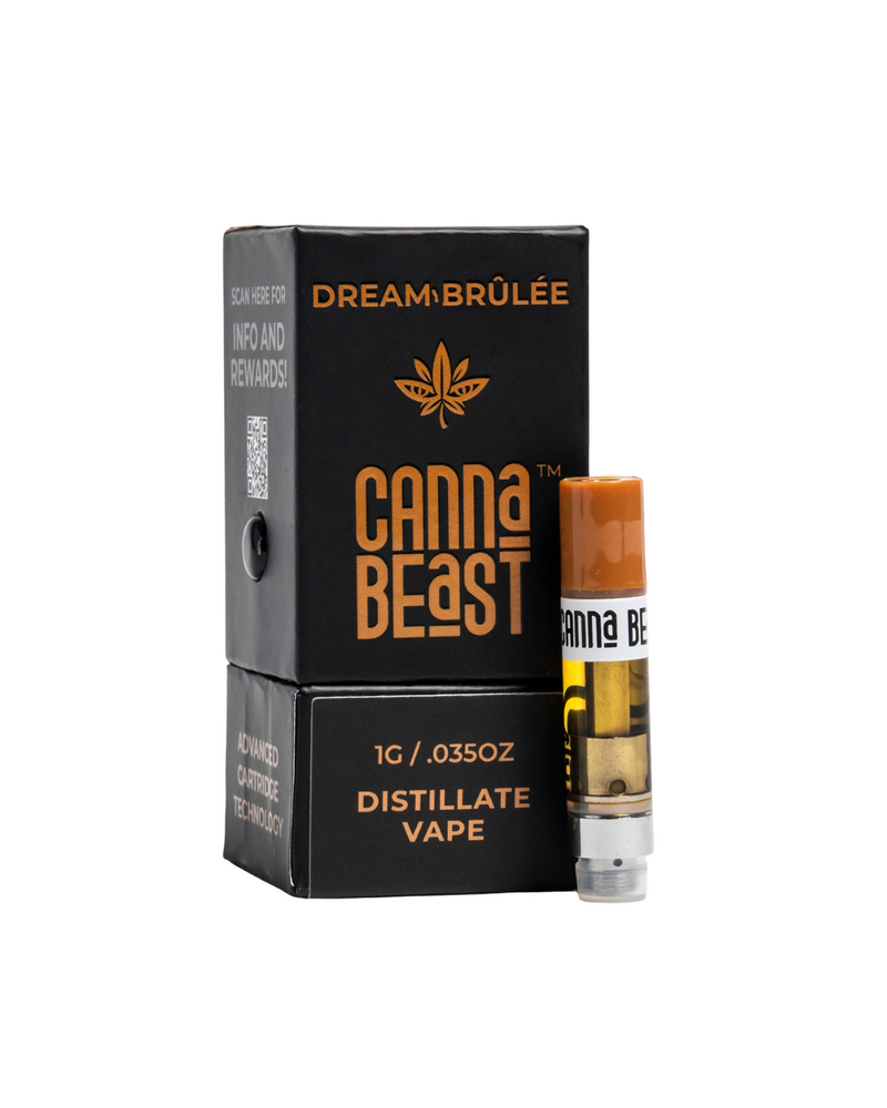 The Canna Beast Delta-9 Vape Cartridge packaging is displayed alongside its distillate counterpart, highlighting the Vape Cartridges' quality from Eighty Six Brand.