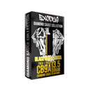A rectangular box with "Exodus Diamond Sauce Collection" written on it. The package consists of a 3.5-gram cartridge labeled "Exodus Diamond Sauce Collection Cartridge | 3.5g," featuring premium THCA extracts from the Exodus cartridges line, along with "CB9A" and "THCP.