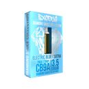 A 3.5-gram cartridge of Exodus Diamond Sauce Collection Cartridge | 3.5g, in "Electric Blue" flavor, labeled as Sativa and containing THCA extracts, THCP, and CB9A. The packaging is blue with white text and graphics, making these Exodus cartridges a standout choice.