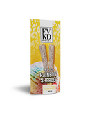 The packaging for "FVKD Hash Holez THCA Pre Rolls 2ct | 4g" features vibrant colors and two sticks on a rainbow background, capturing the essence of THCA diamonds.