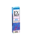 The FVKD THCA Sugar Disposable in a vibrant box, labeled as Blue Dream hybrid, offers a net weight of 3.5g. It's perfect for those seeking an elevated experience with diamond sauce extract and THCA sugar at the bottom.