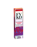 The FVKD THCA Sugar Disposable (3.5g) features Strawberry Cough, enhanced with cannabis-derived terpenes and diamond sauce extract in a vibrant, colorful abstract design.