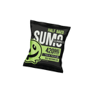 A black and green bag of "Half Bak'd Sumo Gummies 420mg | 2ct" in Wild Watermelon flavor contains a blend of THC-A, THC-P, and Delta-8 cannabinoids. The bag features a smiling face logo.