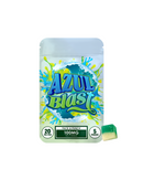 A resealable bag labeled "Hidden Hills Pack-A-Punch Gummies" by Hidden Hills, 100mg THC total (20mg each, 5 pieces); one green and white edible made with premium cannabis extracts sits beside the bag.