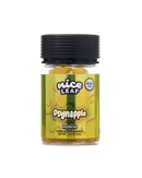 Nice Leaf Delta 8 Gummies 20ct, a jar of hemp-infused gummies with 3,500mg, offering tropical fruit flavors. The label showcases a stylized pineapple design and Delta-8 THC symbol. Net weight: 1.76 oz (50g).