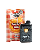 A Nice Leaf THC-A Disposables 3g vape pen and a "Georgia's Nana" disposable pouch, featuring a Sativa strain with checkered design and pie graphic.