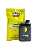 Yellow packaging labeled "Nice Leaf THC-A Disposables | 3g" lies next to a black vape device featuring white patterns and "nice leaf" text, designed for convenience and delivering a satisfying THCP blend experience.