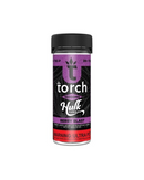 Image of a Torch product container labeled "Torch Live Resin Hulk Gummies | 15,000mg" with 15000mg strength in Berry Blast flavor. The label indicates the presence of Delta 9 & THCP, with a warning for ultra potency. Discover the powerful blend in Torch Live Resin Hulk Gummies for an intense experience.