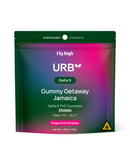 A 4.69oz (133g) package of Urb Delta 9 THC Gummies by Urb in Dragonfruit Paradise flavor includes 35 vegan gummies, each with 10mg THC (total 350mg).