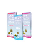 Three boxes of Urb 3g THC-A Iced Diamonds Disposable Vapes offer fruity terpenes in Frosted Strawberry, Blue Freeze, and Watermelon Chill, featuring THC-A Iced Diamonds and THCP for a uniquely chilled experience.