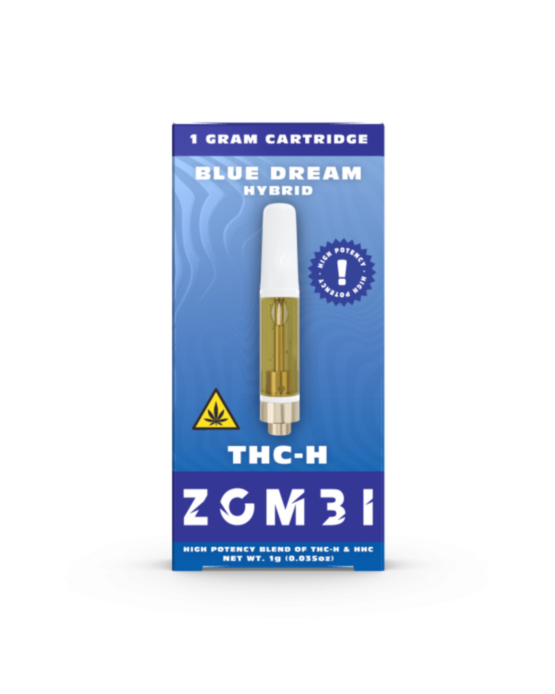 Presenting the Zombi THC-H Vape Cartridge, a 1g Blue Dream hybrid with high potency. Experience the ultimate blend of flavor and strength, perfect for seasoned enthusiasts seeking something extraordinary.