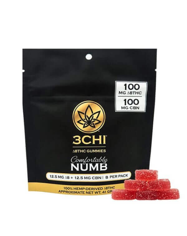 3CHI Comfortably Numb Delta 8 THC:CBN Gummies 200mg Total
