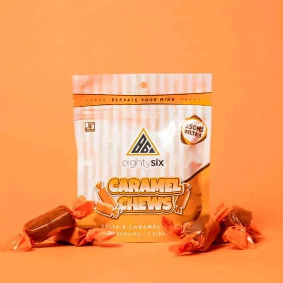 Eighty Six Brand Delta 8 THC Caramel Chews, 250mg