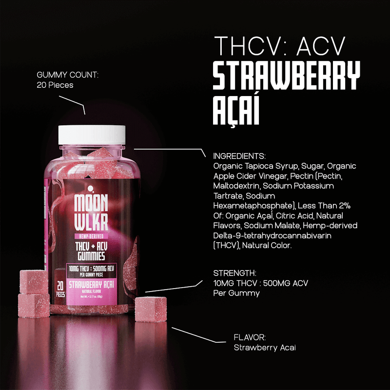 Moonwlkr THCV + Apple Cider Vinegar Gummies - Strawberry Acai