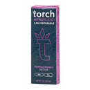 Image of a product box labeled "Torch Nitro Blend THC-A Disposables | 3.5G" with "Purple Boost Sativa," THC-P and HHCP indicators, and a net weight of 3.5g (0.123 oz). The box features dark purple and black colors, showcasing the premium quality of Torch products.